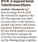 Die Volksstimme blickt auf das 1. Spiel der mA-Jugend 2016